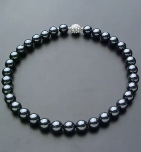 

FREE SHIPPING>>>@@ AS1212 AAA 10-11MM natural tahitian black pearl necklace 18INCH