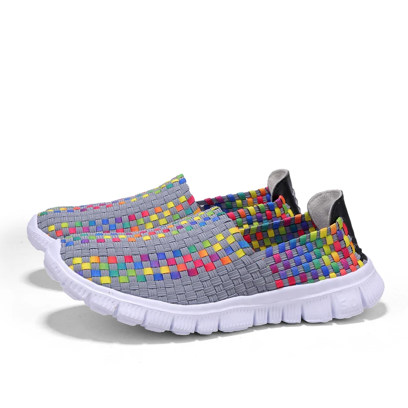 Big Size 35-44 Yards Woven Mesh Women Shoes Round Head Breathable Soft Flats Slip-On Footwear Lightweight Outdoor Casual Shoes (3)