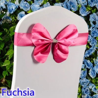 Розовый цвет, Свадебный мини-галстук-бабочка для стула, лента из лайкры, эластичная лента для галстука-бабочки, чехлы на стулья, распродажа - Цвет: FUCHSIA