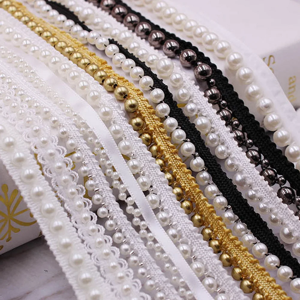 1 Yard Pearl Lace Trim Crease Mesh Ribbon Fabric for Collar Dress Sewing Headdress ribbon decoration,ribbon supplies,sewing ribbon,lace trim ribbon
