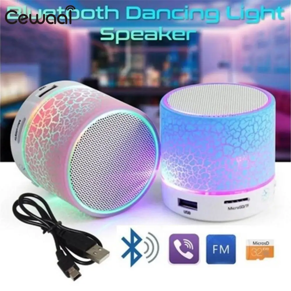 Cewaal мини беспроводной портативный светодиодный светящийся Hifi музыкальный Bluetooth