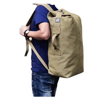 

Men's Travel Military Canvas Bag Male Multi-functional Bucket Backpacks Shoulder Tourist Foldable Outdoor Luggage Rucksack B019