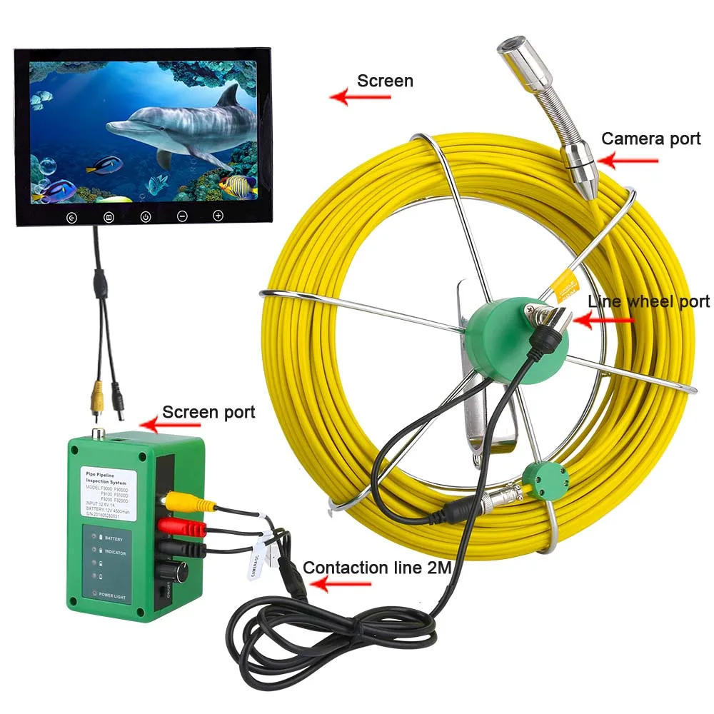 Инспекционная трубка с камерой 9 ''lcd водонепроницаемая Труба Камера для исследования канализации IP68 Цвет 1/3 CMOS 1000TVL 6 светодиодов эндоскоп камера