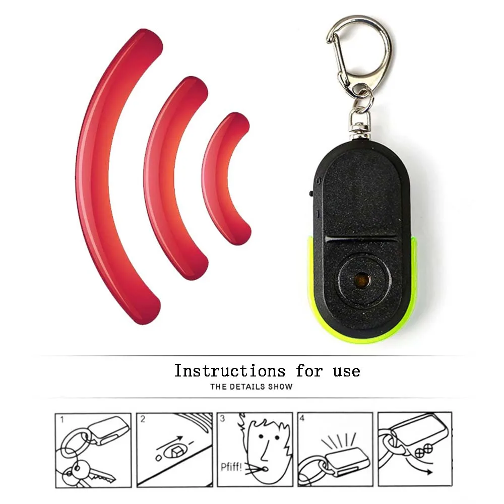 Whistle Sound LED Light Anti Lost Alarm Remote control Key Finder