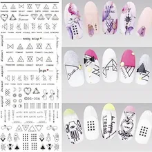1 pièces 3D ongle curseur noir russie lettre autocollant été Flamingo décalcomanies adhésif manucure conseils Nail Art décorations(China)