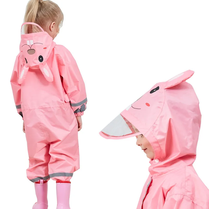 M//For 3-5 Years Kids Rainsuit Waterproof Coverall Raincoat All-in-One Suit