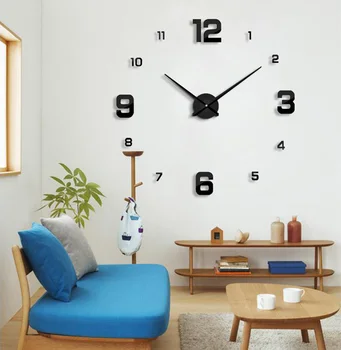 

new arrival Quartz clocks fashion watches 3d real big wall clock rushed mirror sticker diy living room decor free shipping