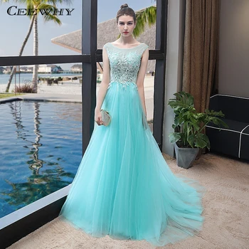 

CEEWHY Open Back Light Blue Evening Gown Robe de Soiree Longue 2018 Evening Dress Elegant Evening Dresses Long Vestido de Noiva