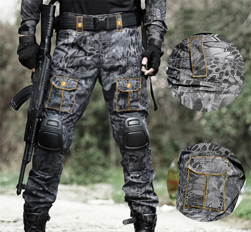 Хан дикий быстрого штурма Мультикам брюки с наколенниками камуфляж Тактическая Военная одежда Пейнтбол армии карго боевые брюки
