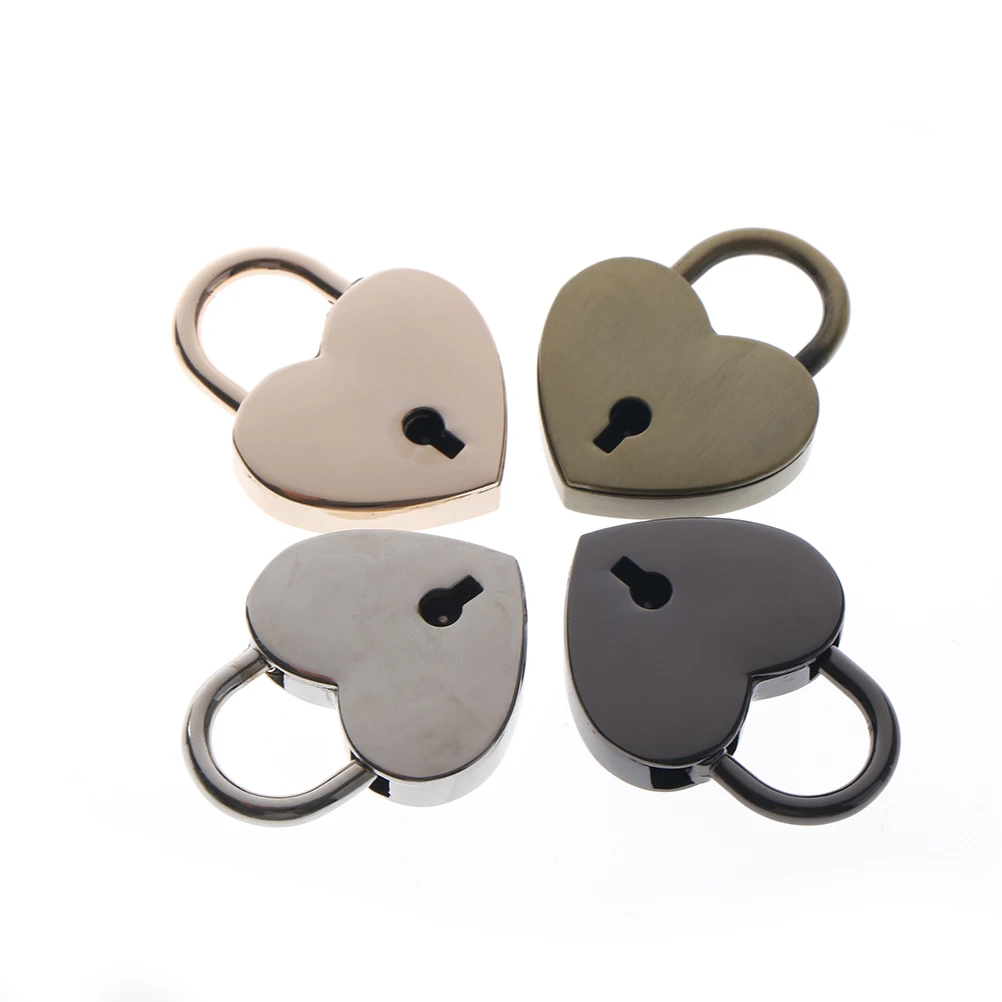 Retro Vintage Personalized Heart Shape Padlock with Key Travel Luggage Suitcase Locker Lock Set keychain