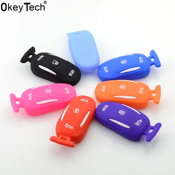 

OkeyTech New Silicone 3 Buttons Car Key Protector Cover Remote Key Case Cover FOB Shell Holder For Tesla Model X Car Accessories