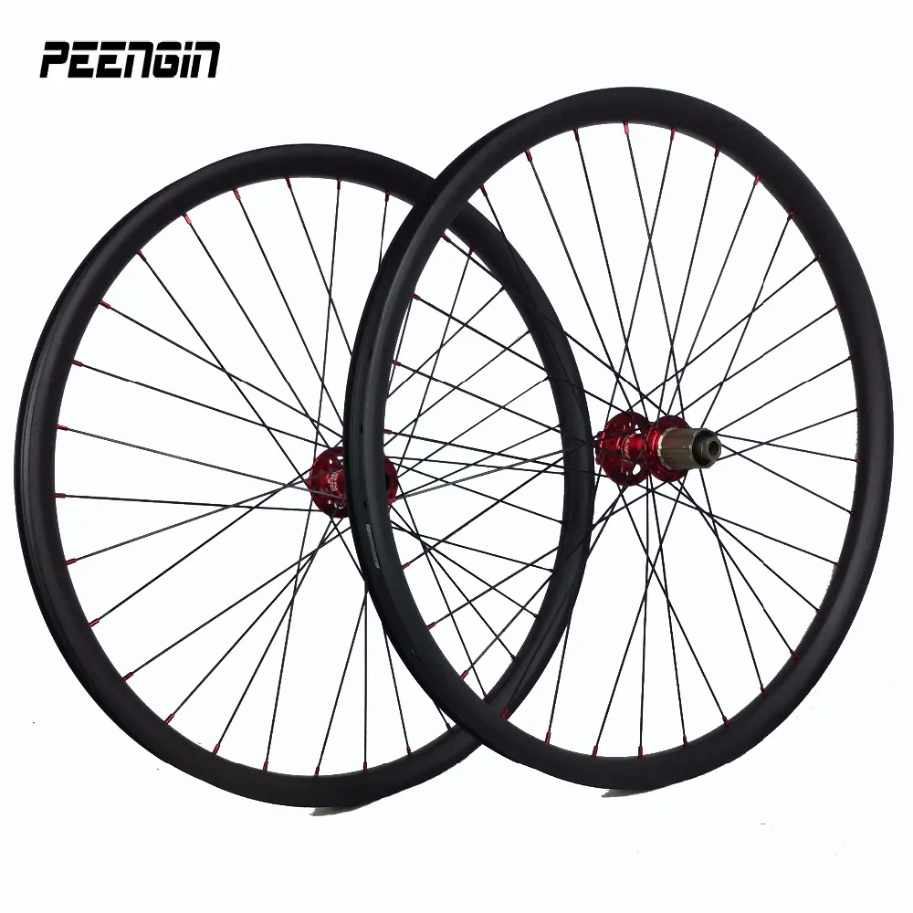 Buy carbon mtb wheelset free get quick release/thru axle+pad+extender