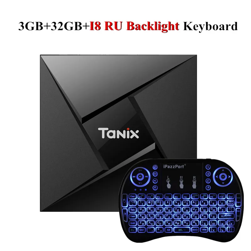 Tanix TX9 Pro Android 7,1 Смарт ТВ приставка Amlogic S912 Восьмиядерный приставка 3 ГБ 32 ГБ Bluetooth 4,1 1000M LAN 4K HDMI медиаплеер - Цвет: 3 32G I8 RU Keyboard