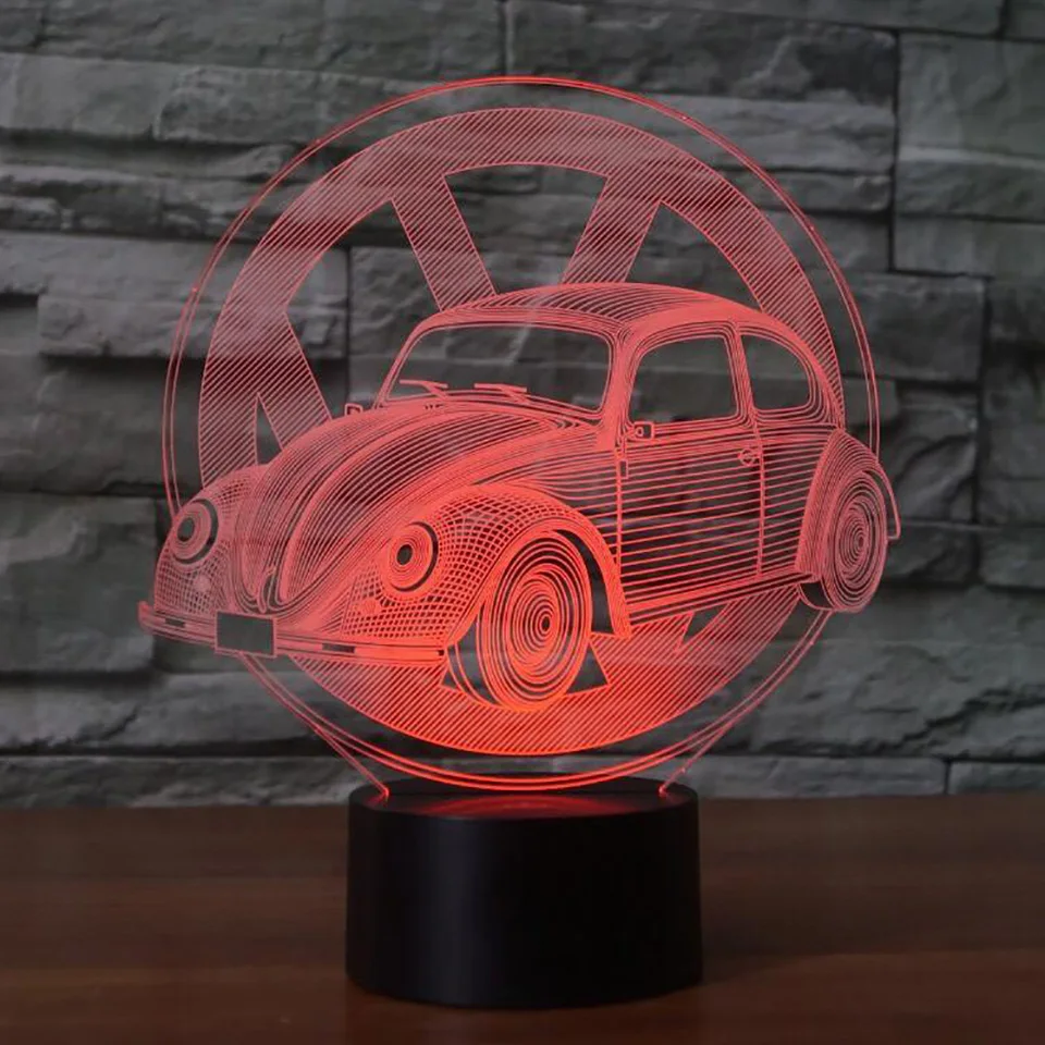 

Creative Car Sign 3D light Night Light 7 Color Change Acrylic LED Table Lamp USB light Bedroom as Gift for Decoration Drop Ship