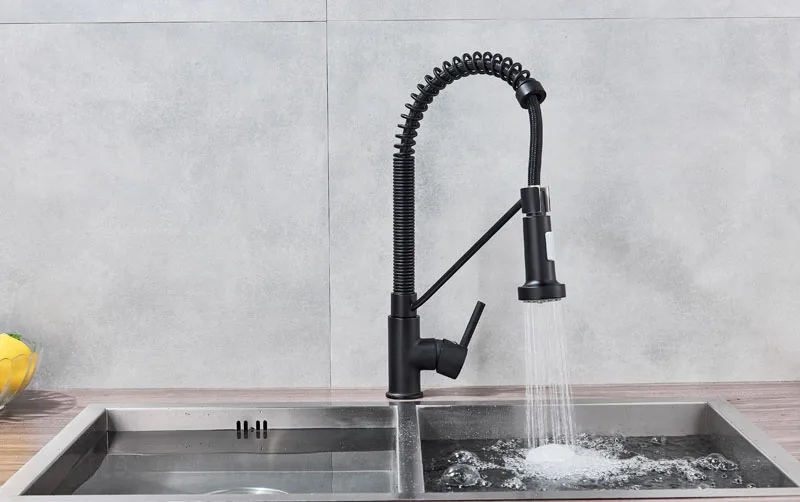 ORB Multi-colored Kitchen Sink Faucet Dual Water Mode Spout Pull Down 360 Rotation Faucet Deck Mounted Hot Cold Water Mixer Tap