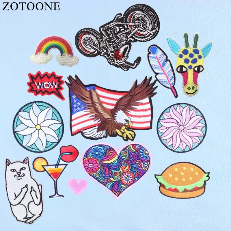 Недорогие вышитые нашивки ZOTOONE с сердцем аппликация значки наклейки на одежду