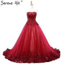Red Strapless Sexy Fashion Wedding Dresses Appliques Flowers Photography Sleeveless Bridal Wedding Gown Robe De Mariee