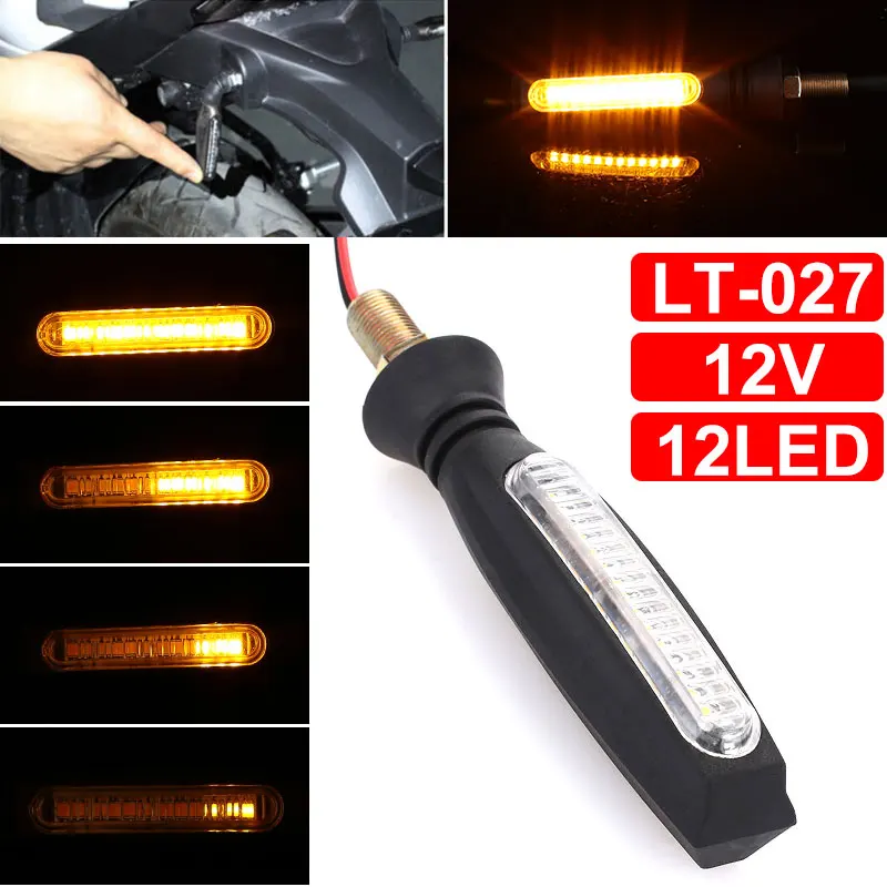 

Motorcycle Turn Signals 12 LED Light Motorcycles Flowing Water Blinker Flashing Indicator Bendable Tail Stop Signal