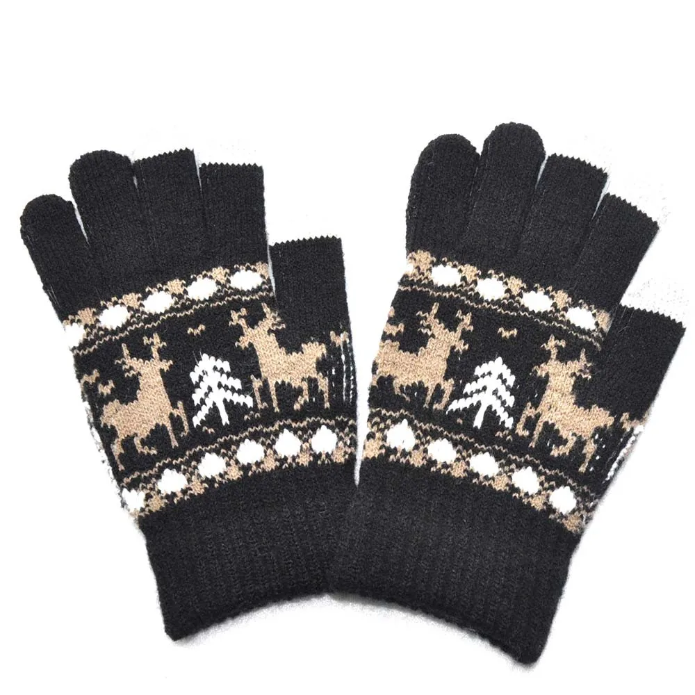 Для мужчин Для женщин Рождественские Зимние теплые вязаные wapiti Пинта Экран милые перчатки 10,8