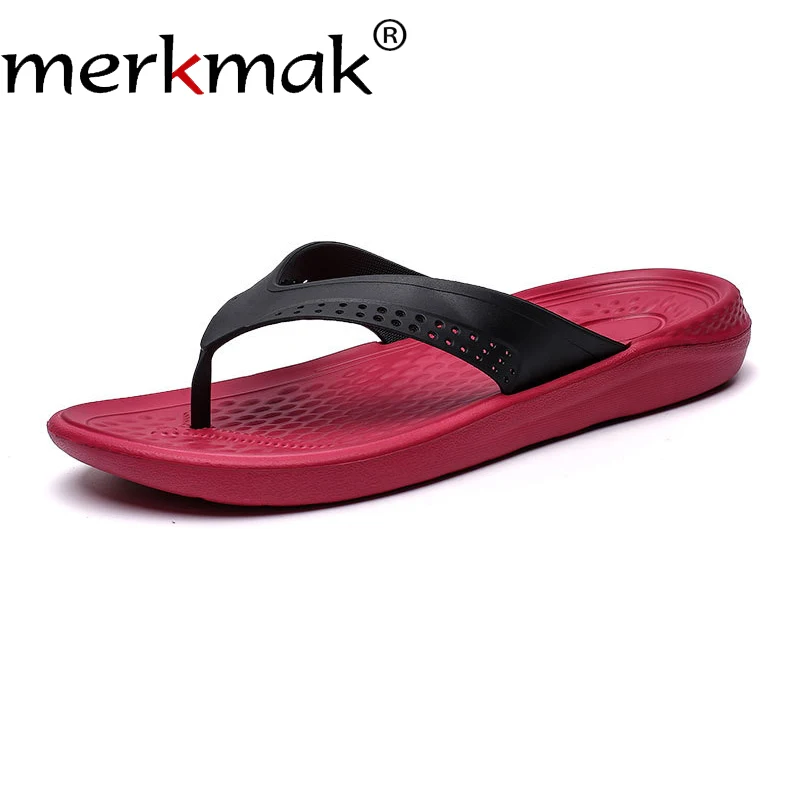 

Merkmak 2019 Summer Men Flat Slippers Non-slip Big Size Flip Flops Beach Outdoor Men Casual Shoes Fashion Breathable Male Shoes