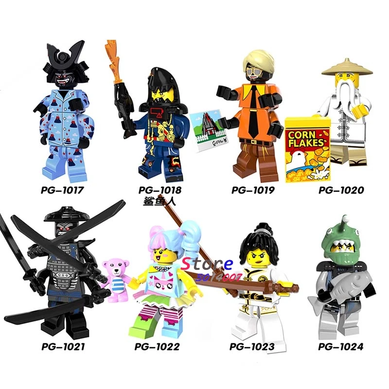 Один новый ниндзя фильм Nya Sensei Wu Flashback Garmadon N-POP девушка Акула армия рыболов строительные блоки кирпичи игрушки для детей