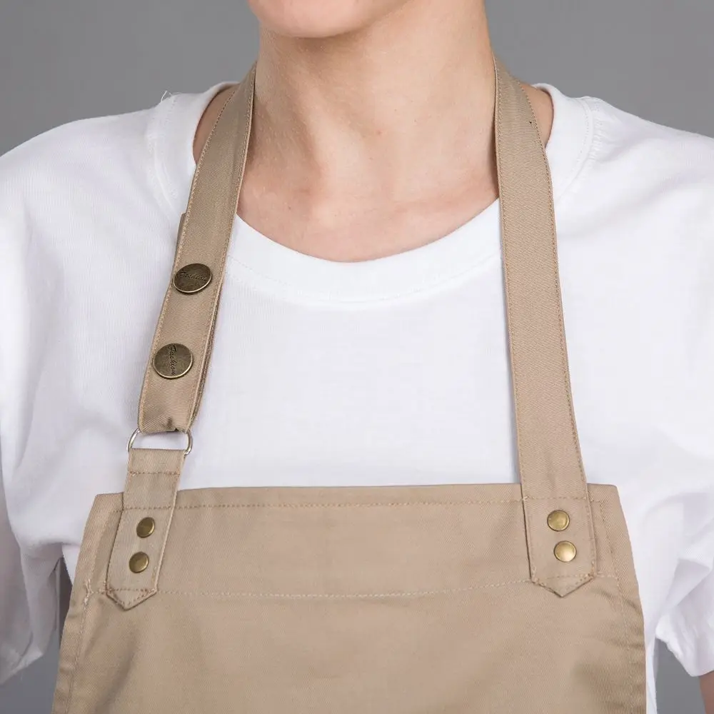 Pure Color Canvas Cotton Kitchen Apron Adjustable Cooking Work Apron For Woman Man Bib Coffee Shop BBQ Antifouling Dress Apron