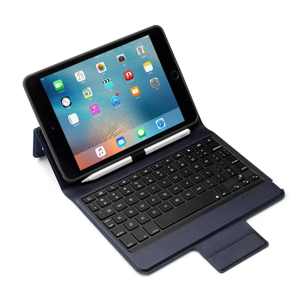 Тонкий Смарт 7 цветов светодиодный беспроводной Bluetooth клавиатура с подсветкой Чехол подставка с держателем карандаша для нового iPad mini 5 2019