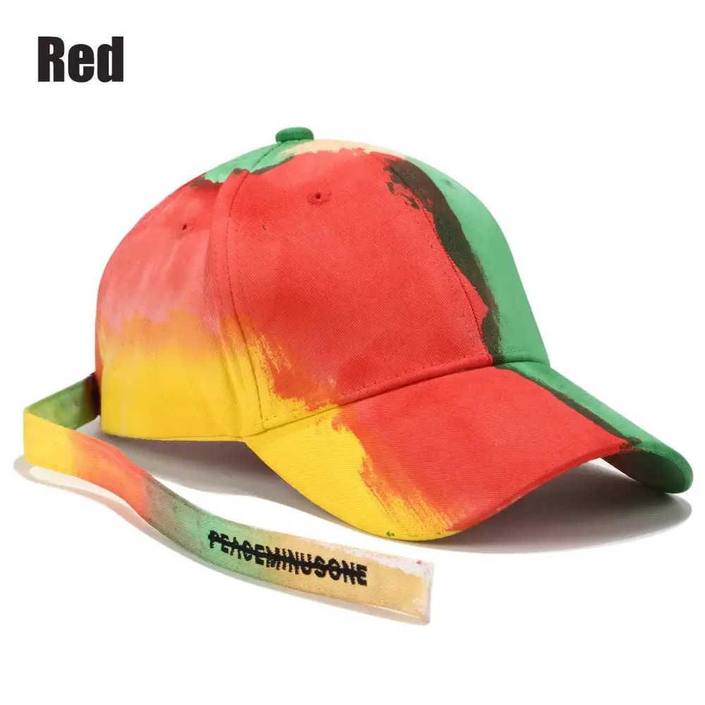 Red RoxCober галстук-краситель Шляпа Унисекс пара длинный ремень Красочная бейсболка с граффити Snapback cap s Регулируемая шапка "хип-хоп" козырьки лето - Цвет: Red
