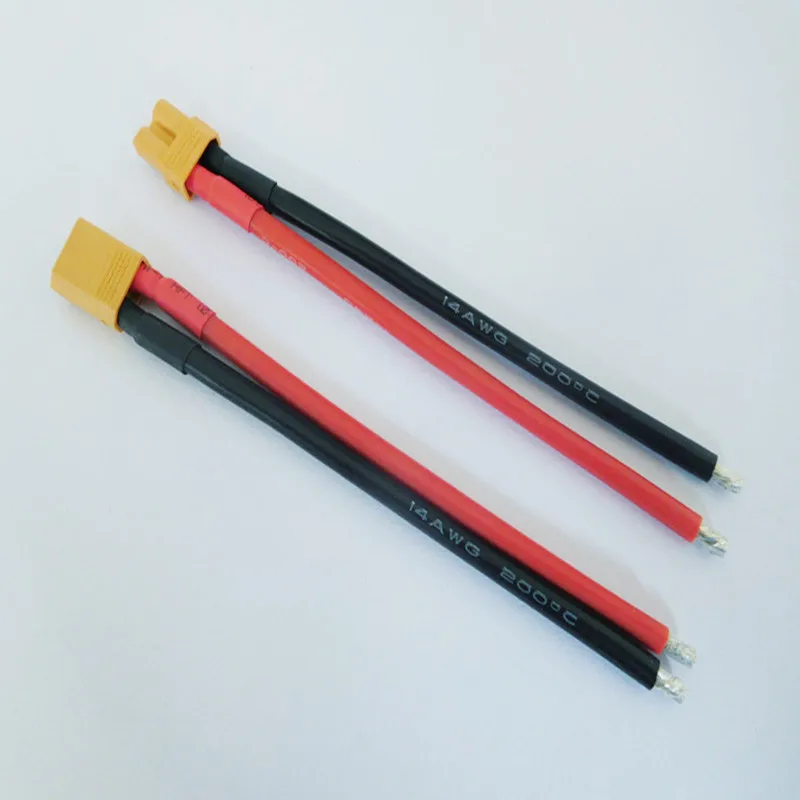 Штекерный гнездовой разъем XT30 с силиконовым проводом 14AWG 10 см 100 мм зарядный