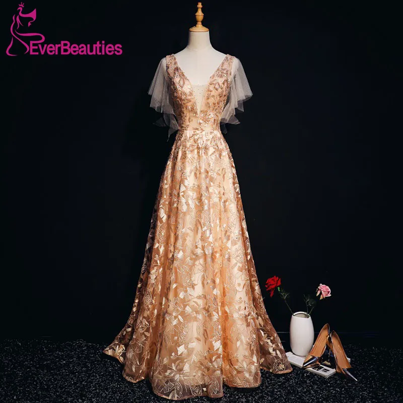 Evening Dresses Long 2019 V Neck Lace Tulle Beading Elegant Party Gowns Evening Gowns Robe De Soiree Long Gown Evening Evening Dresses Long 2019 V Neck Lace Tulle Beading Elegant Party Gowns Evening Gowns Robe De Soiree Long Gown Evening
