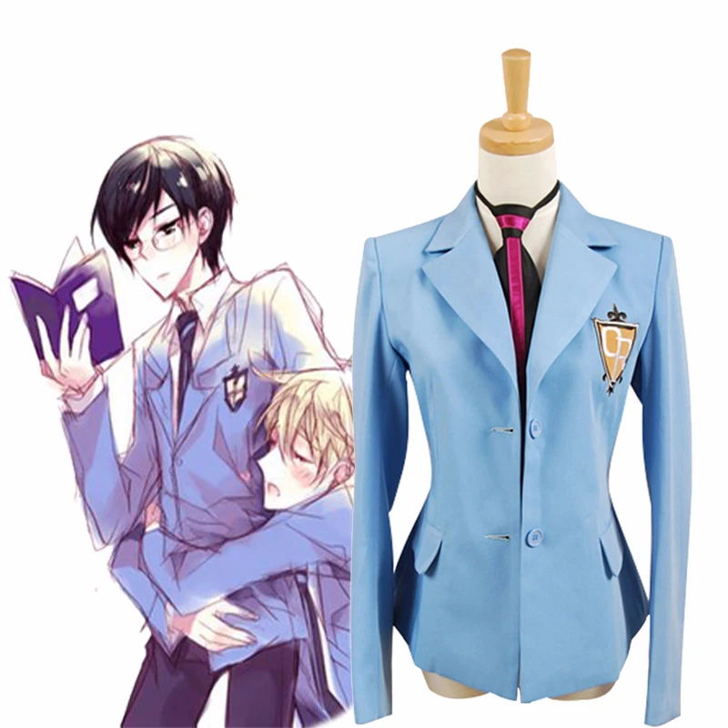 

Anime Ouran High School Host Club Fujioka Haruhi Suou Tamaki Kyoya Ootori Cosplay Costume Men Women School Uniform Blazer Tie