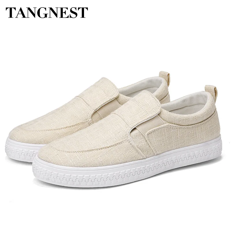 Tangnest Summer Men Hemp Shoes Slip On Breathable Casual Shoes Wearable