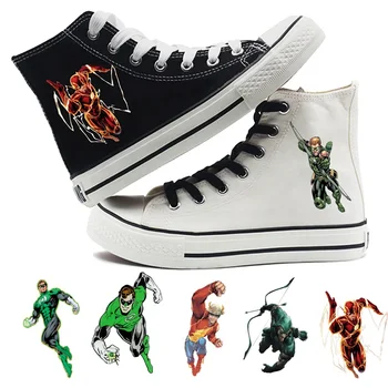 

DC TheFlash Green Lantern Green Arrow Cool Cartoon Printing High Top Breathable Canvas Uppers Sneakers College Fashion Shoe