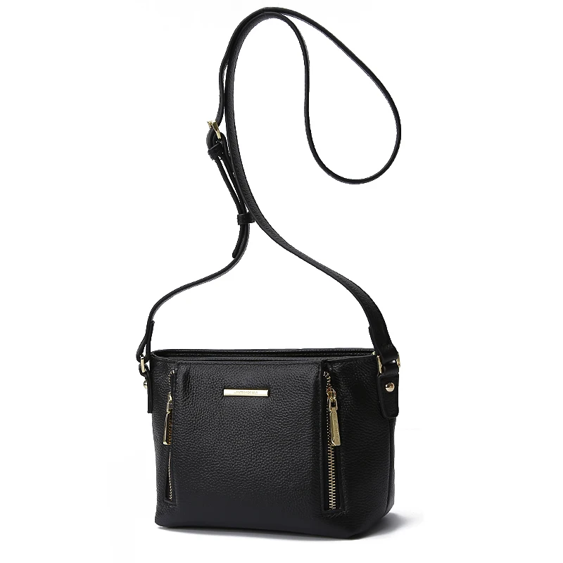 JIANXIU бренд Для женщин через плечо сумка с двойным замком дизайн плеча Crossbody сумка новые маленькие Tassen сумка из натуральной кожи, сумка-тоут, сумка - Цвет: Black