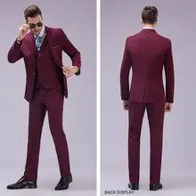 Женихи Для мужчин шлица зауженный фрак жениха для лацкан с тупым углом; Для мужчин's костюм с одной пуговицей, друга жениха, костюмы для свадебного ужина(пиджак+ брюки+ жилет