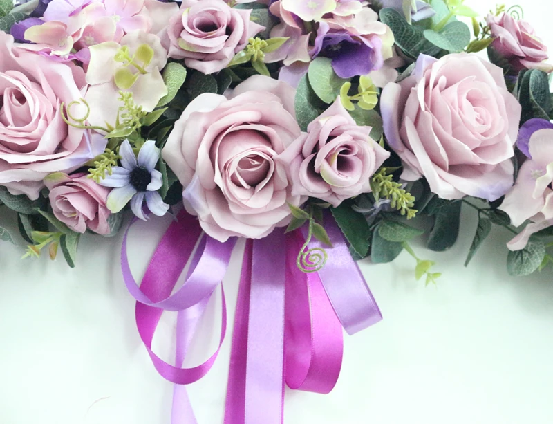 JAROWN Artificial Wreath Threshold Flower Simulation Silk French Rose Floral Garland Wedding Party Decor Home Office Door Flores (14)