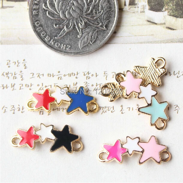30 pcs/lot падения масло сплав Star форма небольшой кулон браслет подвески-талисманы