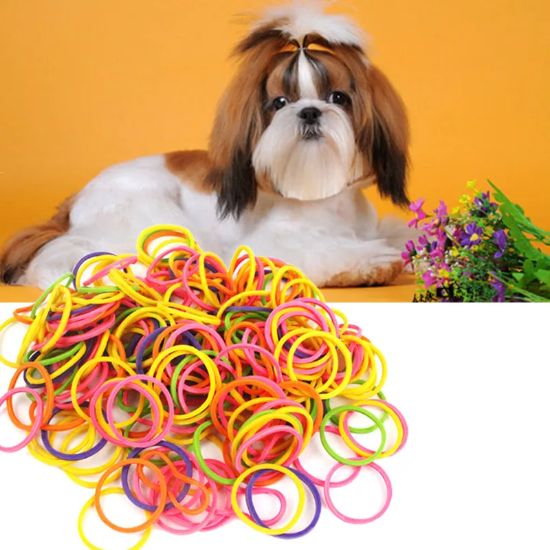 1pack font b Pet b font Rubber Bands Mixed Color Dog Grooming Elastic Band High Elasticity