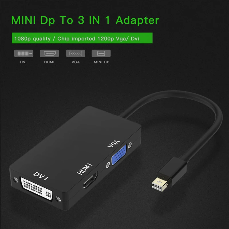 3 в 1 Thunderbolt Mini DP DisplayPort к HDMI DVI VGA display port кабель-адаптер для Apple MacBook Pro Mac Book Air Samart tv