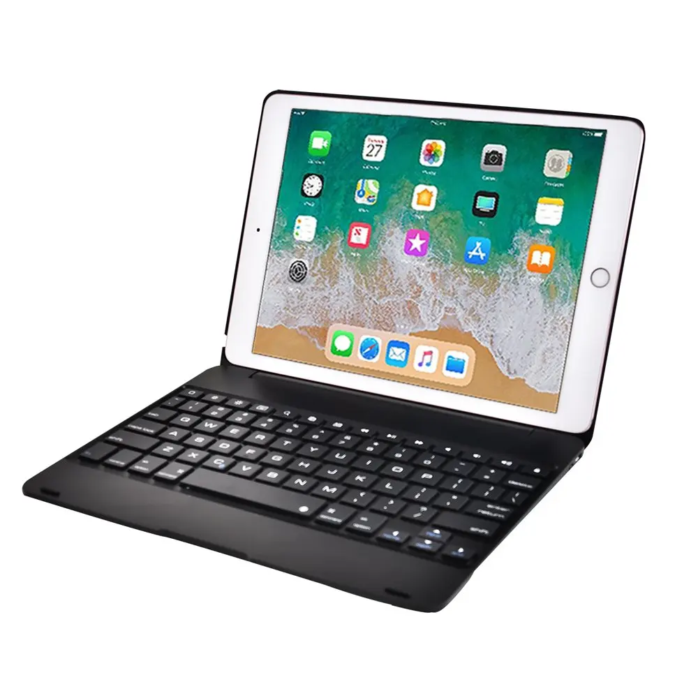 Тонкий флип беспроводной Bluetooth чехол для клавиатуры для Apple iPad Air 1/iPad 5 A1474 A1475 A1476 PC чехол Funda+ защита экрана - Цвет: Черный