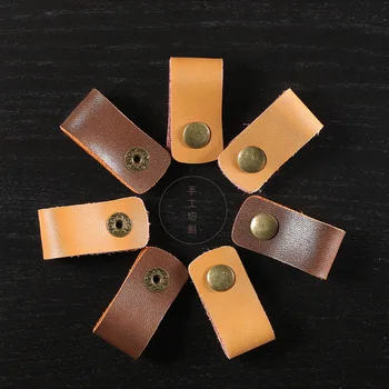 

50PCS/lot NEW Storage USB Cable coil winder headphones line cortex line Genuine leather buckles Cable Clip