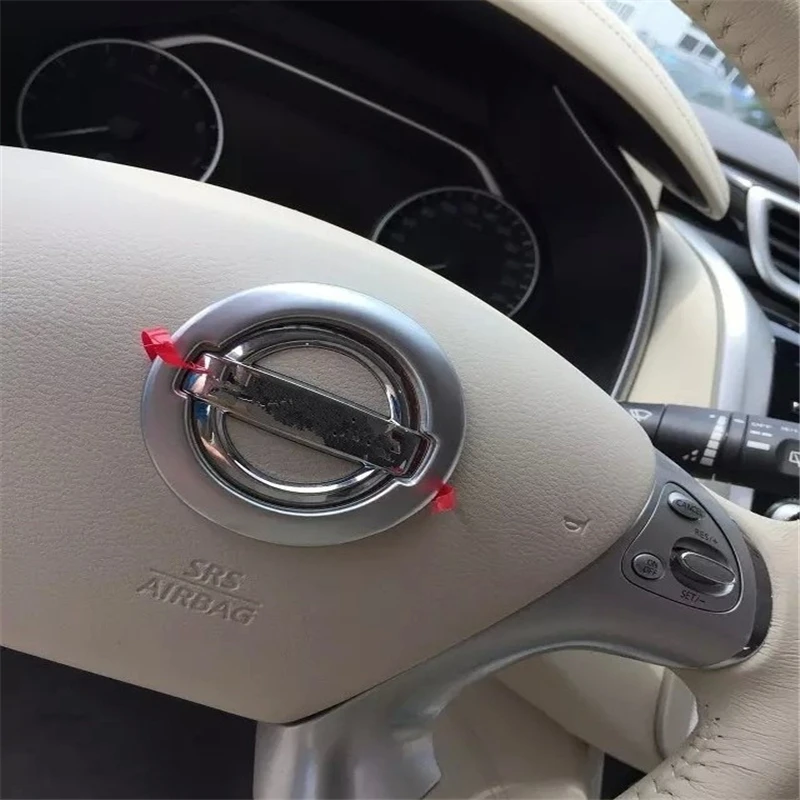 

WELKINRY car auto cover styling for Nissan Murano 2015 2016 2017 ABS chrome steering wheel logo trademark decorative ring trim