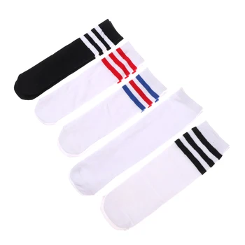 

Kids Girls Boys Cotton Knee High Warm Socks For Old School Children Baby Long Tube Leg Football Stripes Socks