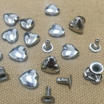 

100PCS 10MM Silver Heart Studs Punk Spike Studs Spots Fashion Rivet DIY Bags Belt Shoes Wallet Craft Fit For DIY Shipping Free