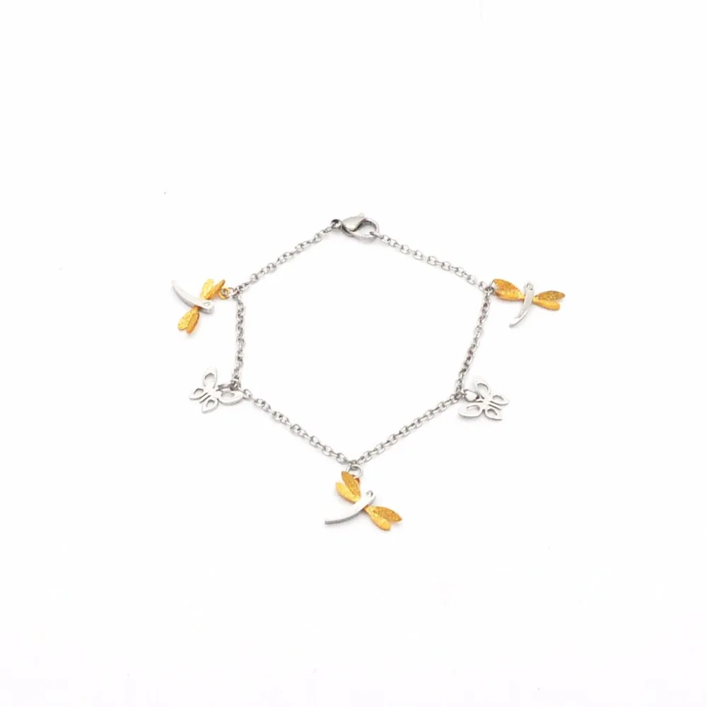 Wholesale Cute Style Silver Color Insect With Butterfly &amp Dragonfly Stainless Steel Bracelet Sweet For Women Girls Br0411231 | Украшения