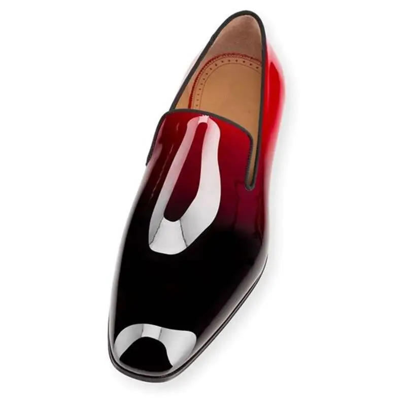 Wholesale okkdey Top quality men Concise casual shoes Own Brand Red Bottoms Dandelion Flats Black Patent Leather shoes