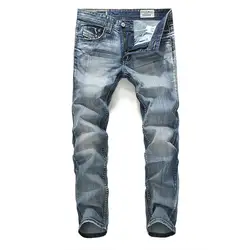 Повседневные Прямые мужские джинсы из хлопка модные тонкие большие размеры Длинные Брендовые мужские джинсы одежда джинсовые узкие брюки
