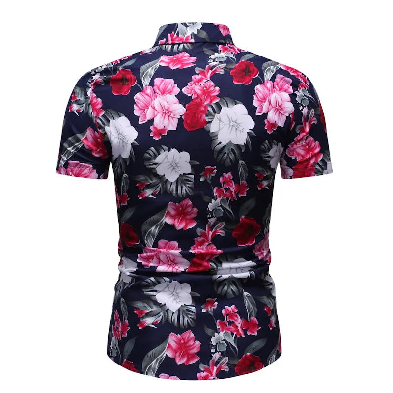 HuLooXuJi мужские летние пляжные рубашки мужские повседневные с коротким рукавом Гавайские праздничные дышащие Блузы с принтом US Размер: M-3XL