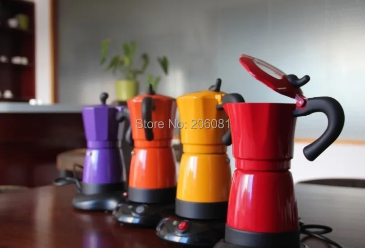 Electric moka coffee pot/mocha coffee pot with high quality,and perfect gift for everyone