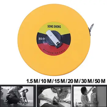 

1.5/10/15/20/30/50m Disc Portable Flexible Fiber Tape Ruler Hand Measuring Tool